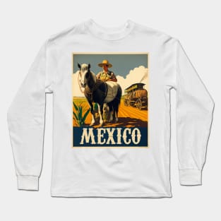 Mexico Farmer Vintage Travel Art Poster Long Sleeve T-Shirt